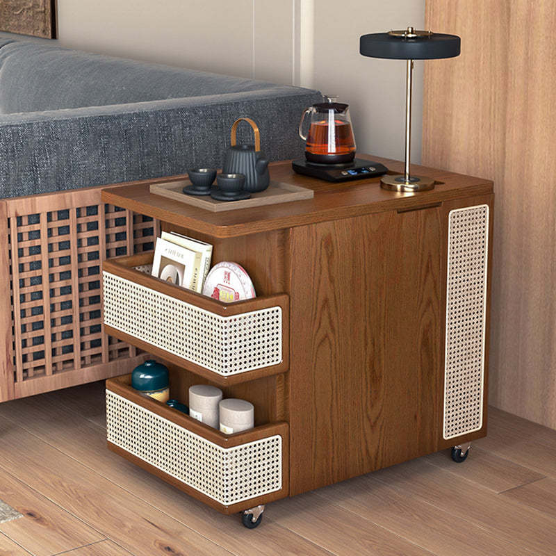 Retro Rattan Pine Oak 4-Shelf