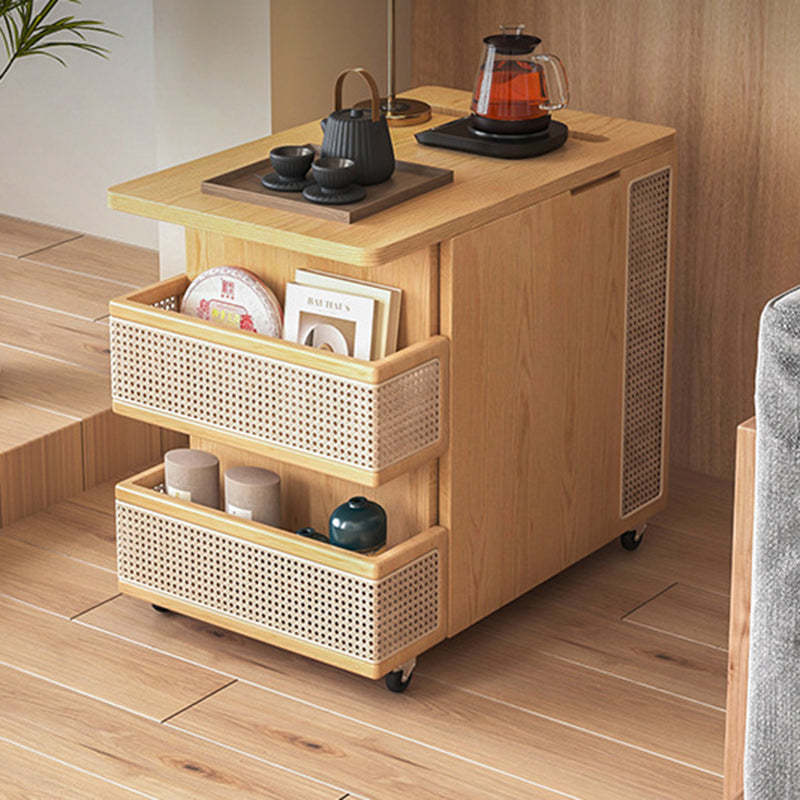 Retro Rattan Pine Oak 4-Shelf — Red Oak / Black