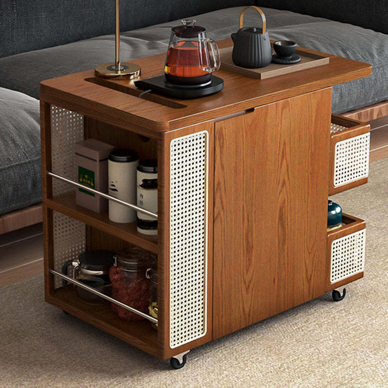 Retro Rattan Pine Oak 4-Shelf