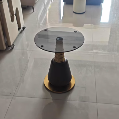 Tempered Glass Iron 1-Tray Table
