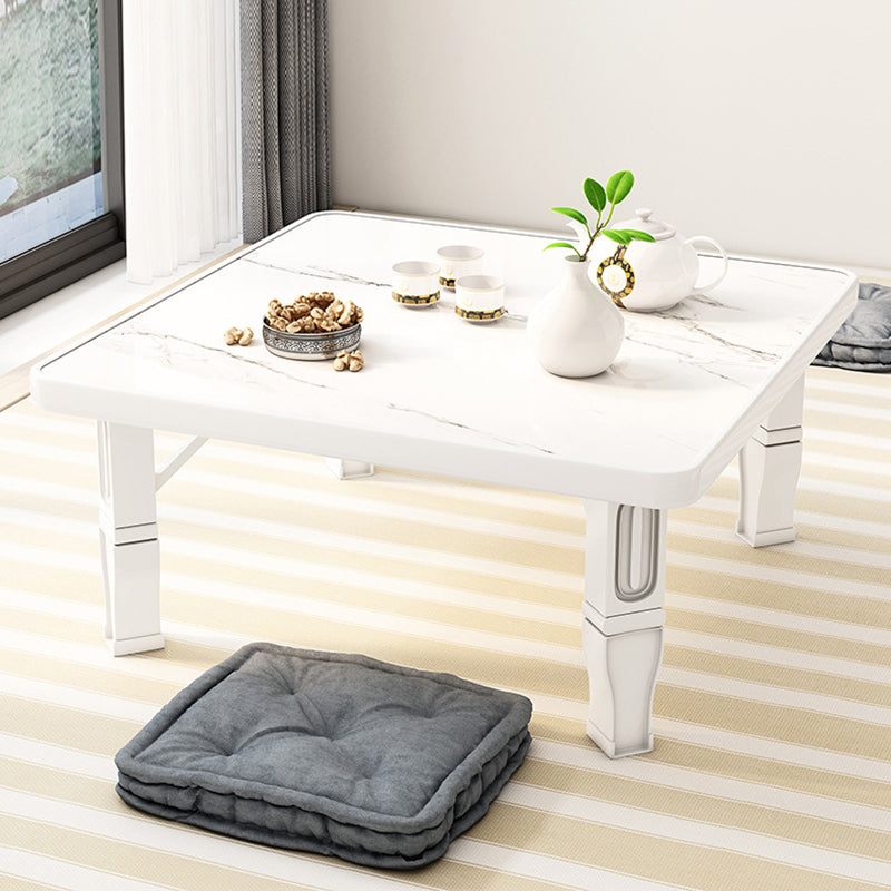 Minimalist Fiberboard Foldable Coffee Table — Square Rounded Corner - Marble White