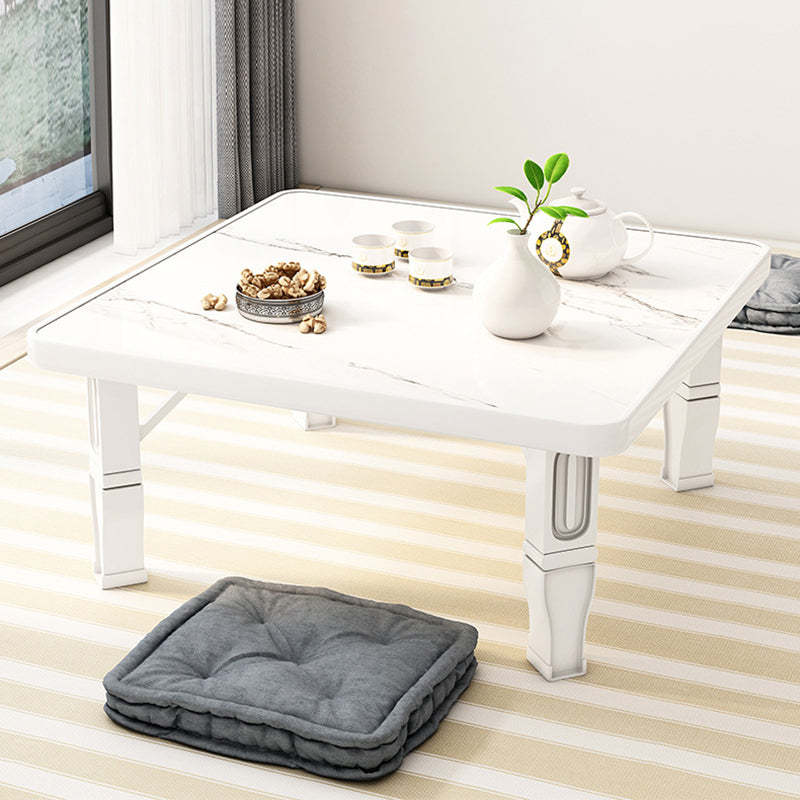 Minimalist Fiberboard Foldable Coffee Table — Square Rounded Corner - Marble White