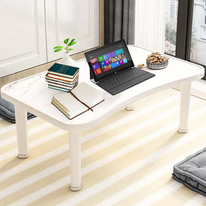 Minimalist Fiberboard Foldable Coffee Table — Square Rounded Corner - Black Wood Grain