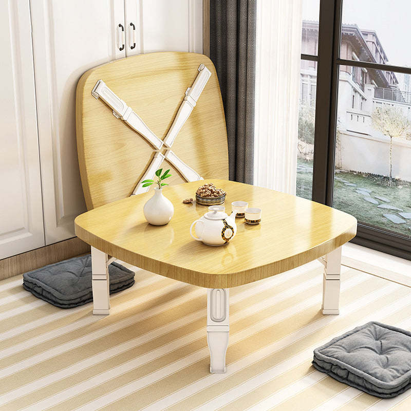 Minimalist Fiberboard Foldable Coffee Table — Square Rounded Corner - Walnut