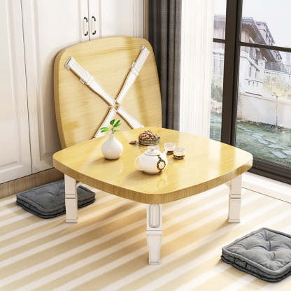 Minimalist Fiberboard Foldable Coffee Table — Square Rounded Corner - Walnut