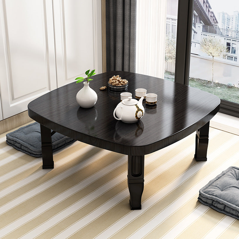Minimalist Fiberboard Foldable Coffee Table — Square Rounded Corner - Bamboo Grain Color