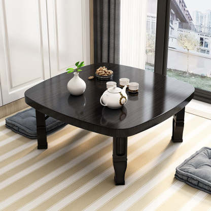 Minimalist Fiberboard Foldable Coffee Table — Square Rounded Corner - Bamboo Grain Color