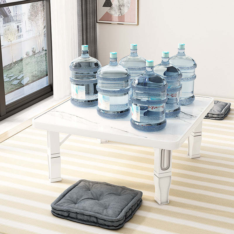Minimalist Fiberboard Foldable Coffee Table — Rectangular - Marble White