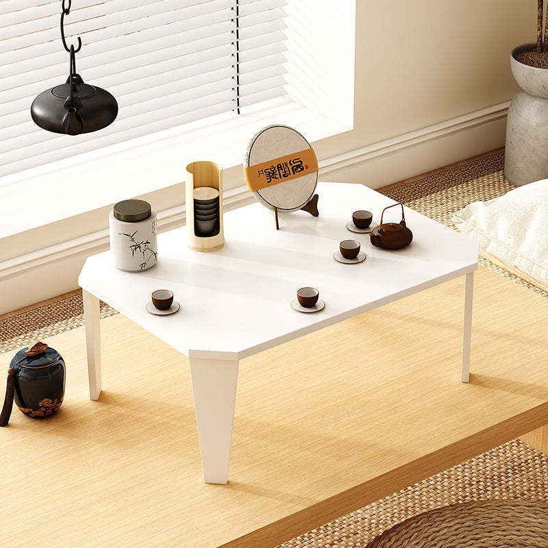 Minimalist Solid Wood Folding-Leg Low Coffee Table — White