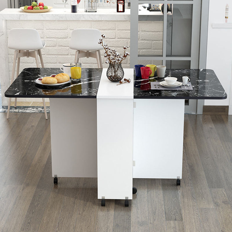 Minimalist Engineered Wood Square Table — Black Marble