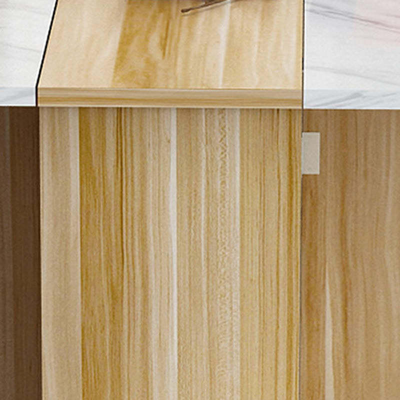 Minimalist Engineered Wood Square Table — White + Black Marble