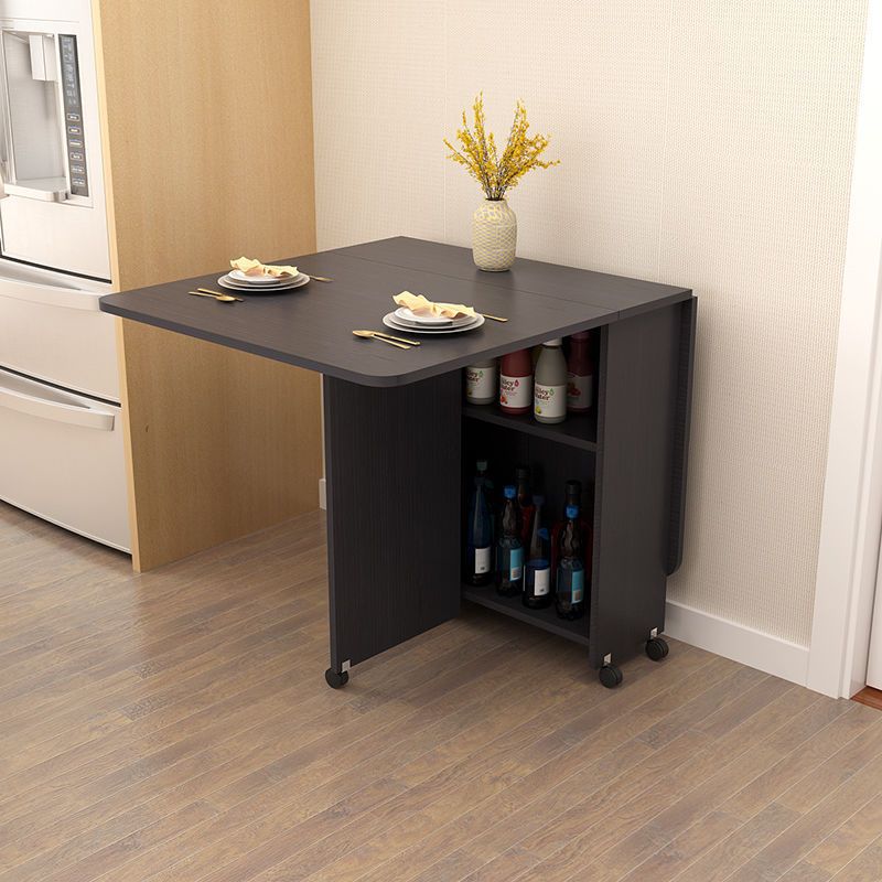 Minimalist Engineered Wood Square Table — White + Black
