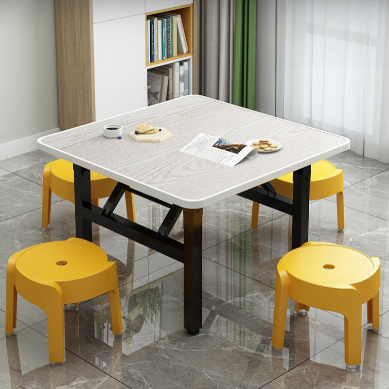 Minimalist Engineered Wood 4/6-Seat Table — Square / Apple Wood Grain