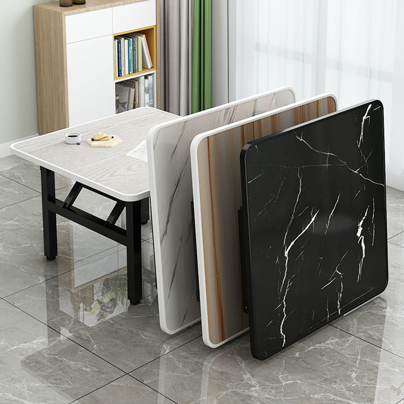 Minimalist Engineered Wood 4/6-Seat Table — Square / Imitation Black Marble Pattern