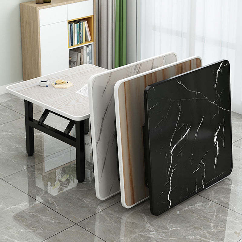 Minimalist Engineered Wood 4/6-Seat Table — Square / Imitation Black Marble Pattern