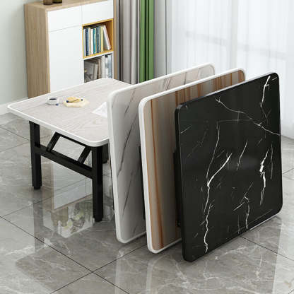 Minimalist Engineered Wood 4/6-Seat Table — Square / Imitation Black Marble Pattern