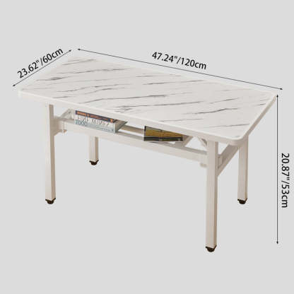 Minimalist Engineered Wood 4/6-Seat Table — Rectangular / Imitation Black Marble Pattern
