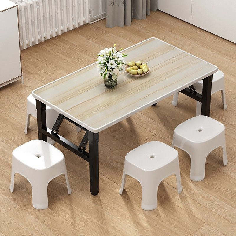 Minimalist Engineered Wood 4/6-Seat Table — Square / White Oak Grain