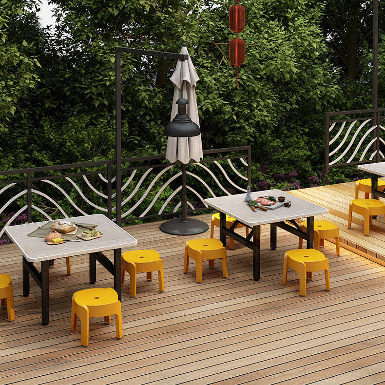 Minimalist Engineered Wood 4/6-Seat Table — Rectangular / Imitation Black Marble Pattern