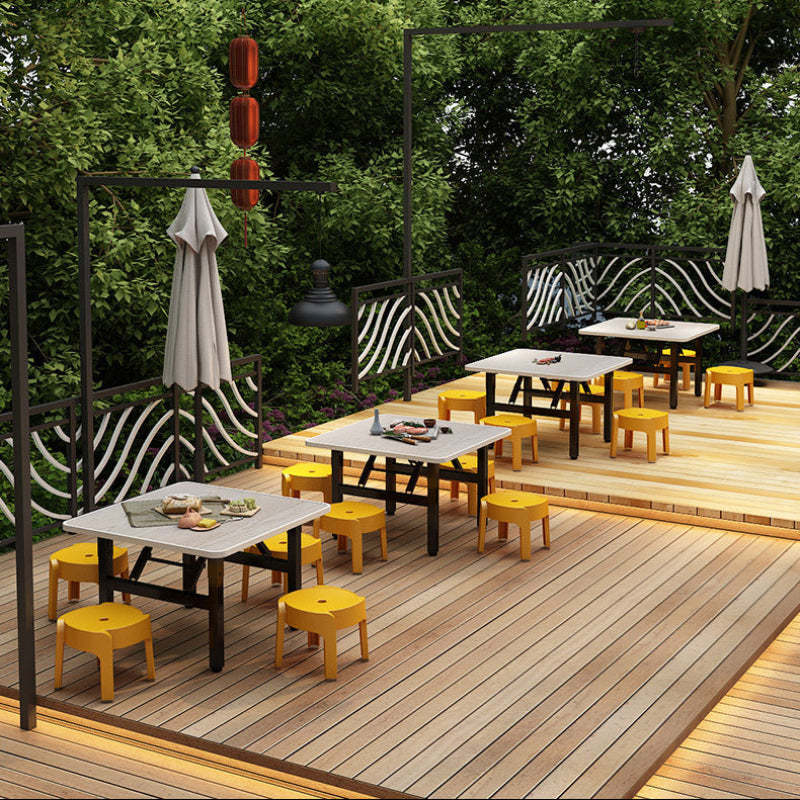 Minimalist Engineered Wood 4/6-Seat Table — Rectangular / White Oak Grain