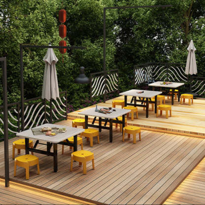 Minimalist Engineered Wood 4/6-Seat Table — Rectangular / White Oak Grain