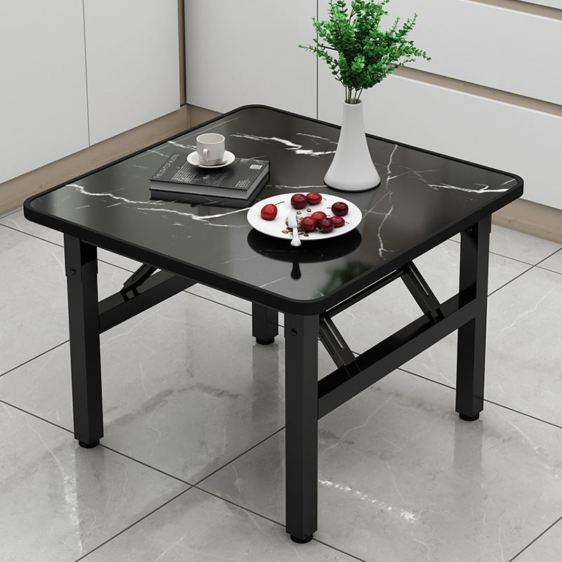 Minimalist Engineered Wood 4/6-Seat Table — Square / Imitation White Marble Pattern