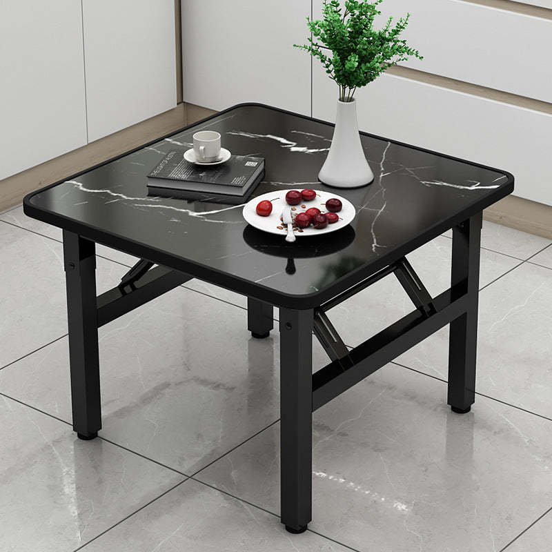 Minimalist Engineered Wood 4/6-Seat Table — Square / Imitation White Marble Pattern