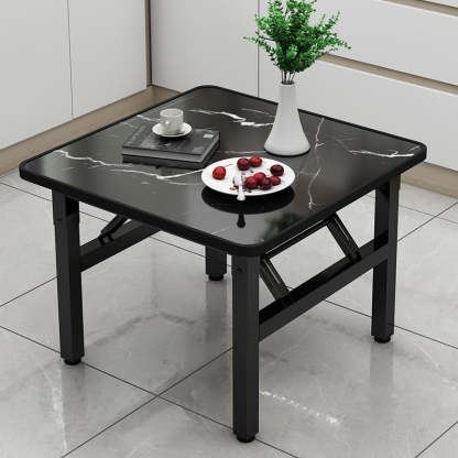 Minimalist Engineered Wood 4/6-Seat Table — Square / Imitation White Marble Pattern