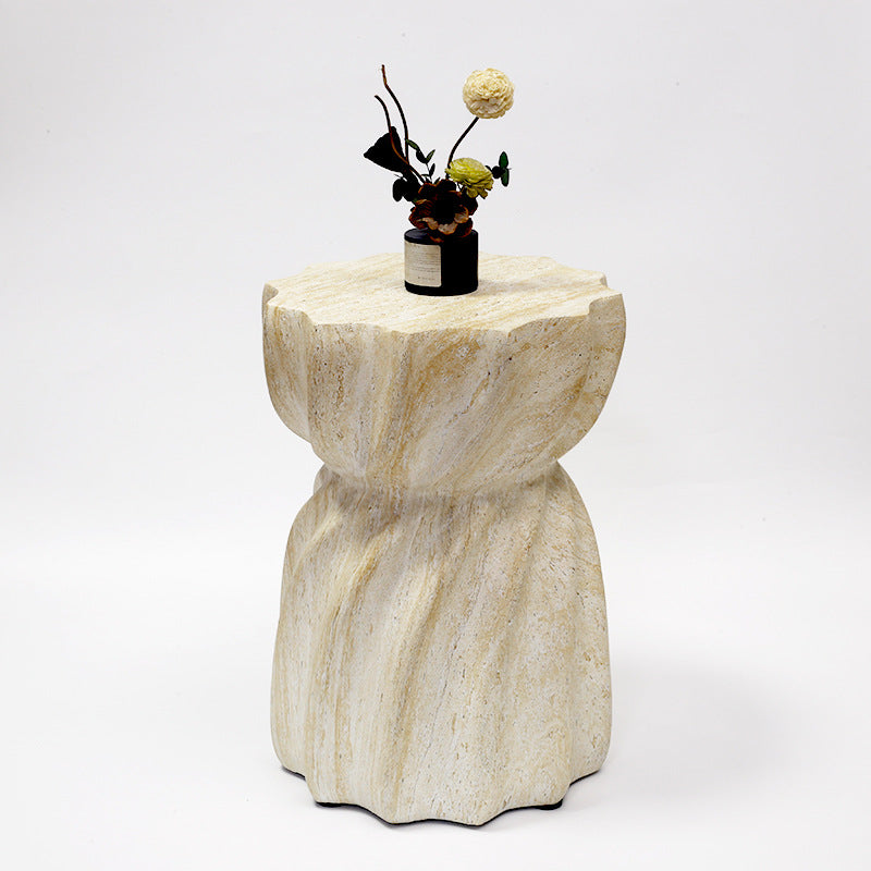 Modern Art Deco Magnesium Oxide Lotus Column End Table