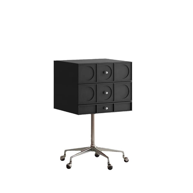 Retro Wood 3-Drawer Swivel Nightstand
