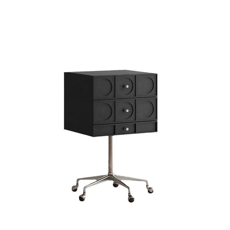 Retro Wood 3-Drawer Swivel Nightstand