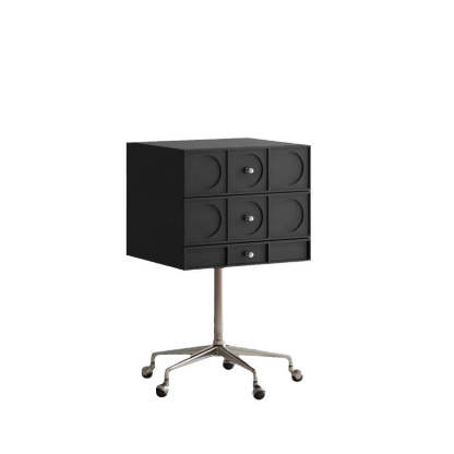 Retro Wood 3-Drawer Swivel Nightstand
