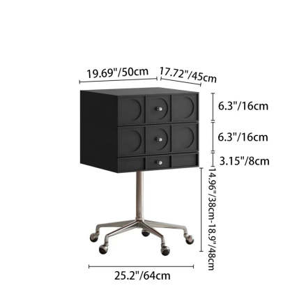 Retro Wood 3-Drawer Swivel Nightstand