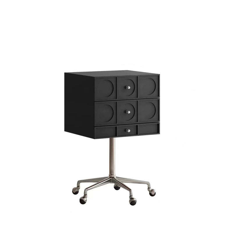Retro Wood 3-Drawer Swivel Nightstand