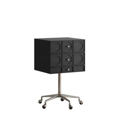 Retro Wood 3-Drawer Swivel Nightstand