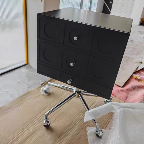 Retro Wood 3-Drawer Swivel Nightstand
