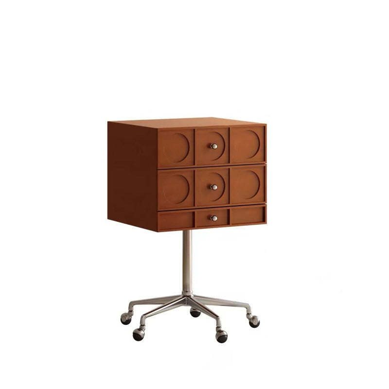 Retro Wood 3-Drawer Swivel Nightstand