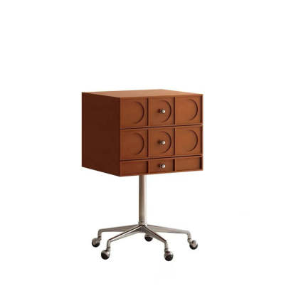 Retro Wood 3-Drawer Swivel Nightstand
