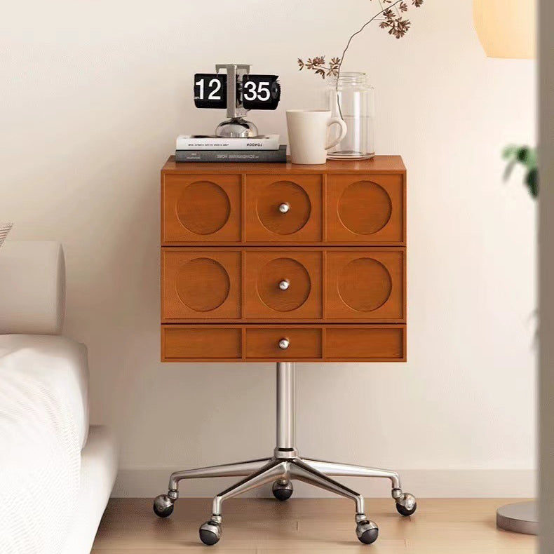Retro Wood 3-Drawer Swivel Nightstand