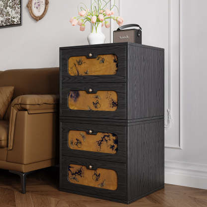Chinese Solid Wood 2-Drawer Nightstand