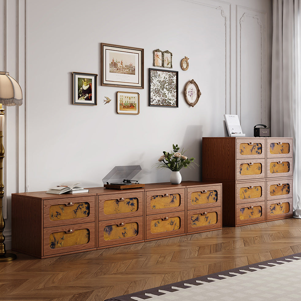 Chinese Solid Wood 2-Drawer Nightstand
