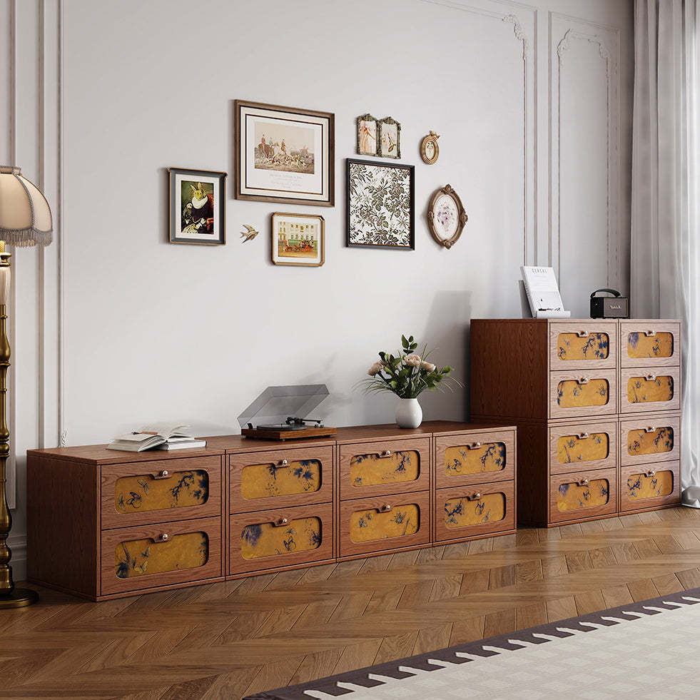 Chinese Solid Wood 2-Drawer Nightstand