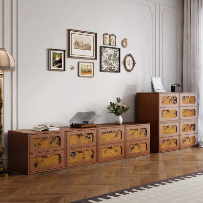 Chinese Solid Wood 2-Drawer Nightstand