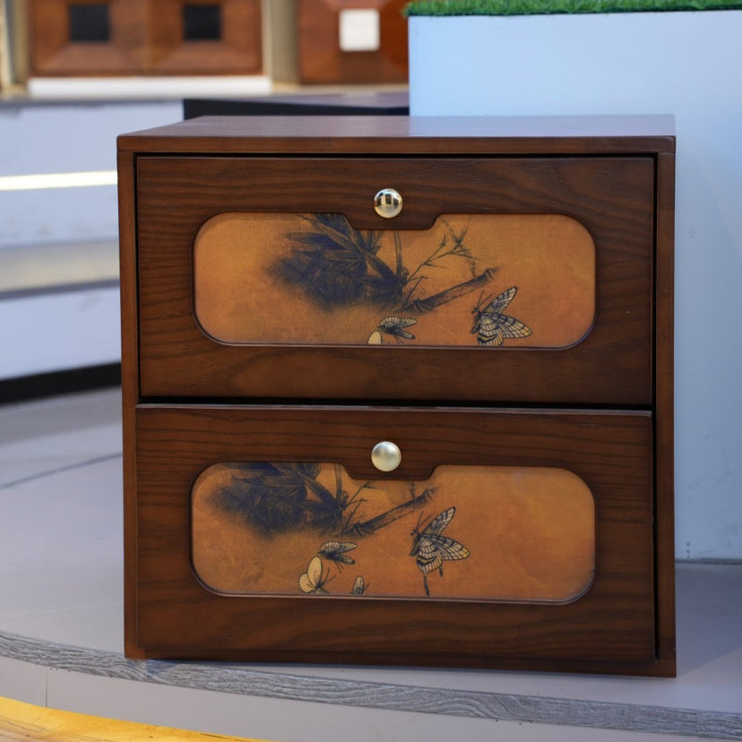 Chinese Solid Wood 2-Drawer Nightstand