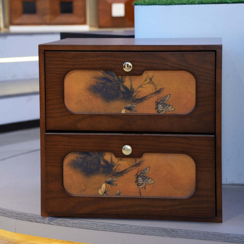 Chinese Solid Wood 2-Drawer Nightstand