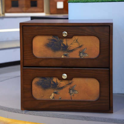 Chinese Solid Wood 2-Drawer Nightstand