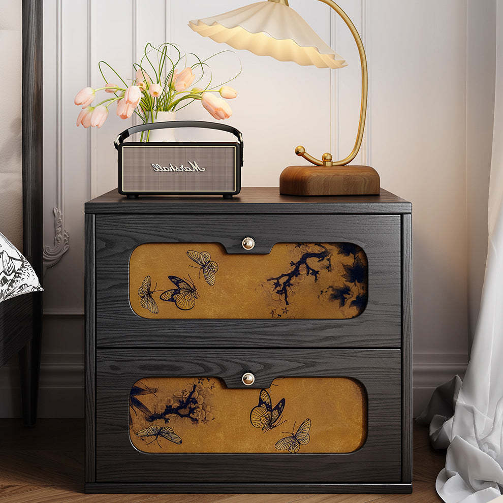 Chinese Solid Wood 2-Drawer Nightstand