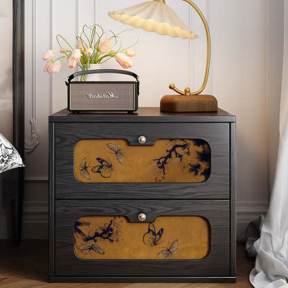 Chinese Solid Wood 2-Drawer Nightstand