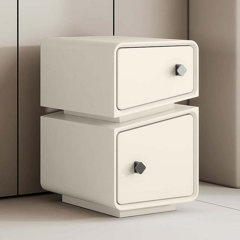Minimalist Solid Wood 2-Drawer Nightstand — Black + White