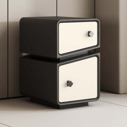 Minimalist Solid Wood 2-Drawer Nightstand — Black